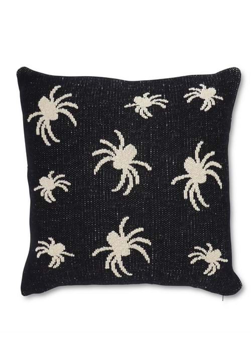 20 Inch Cotton Knit Black Cream Spider Pillow