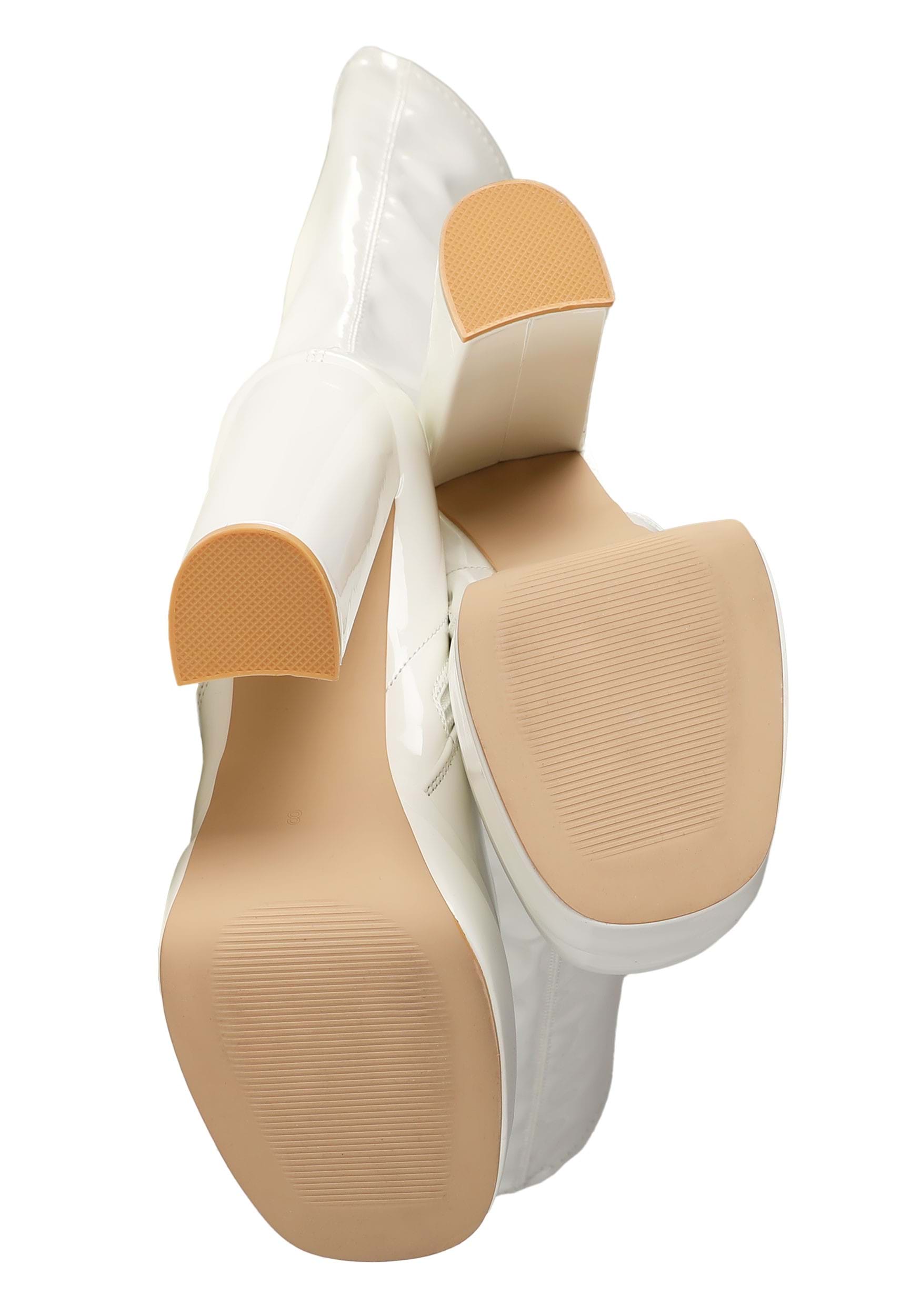 Patent White Platform Adult Gogo Boots