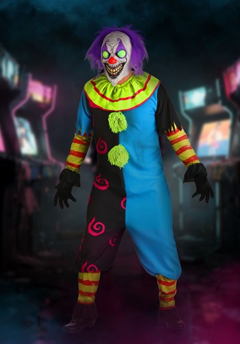 Mens Black Light Scary Clown Costume 1