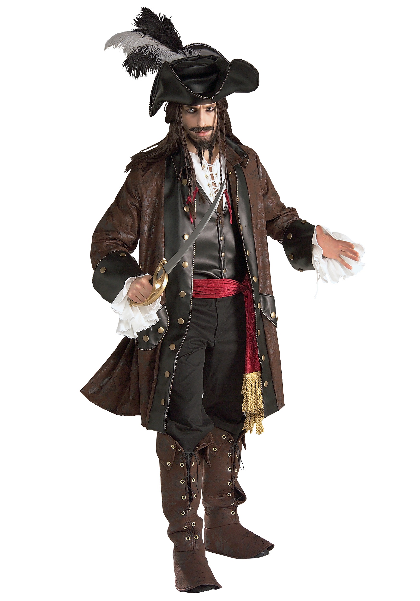 Authentic Caribbean Pirate Adult Costume Deluxe Male Pirate Costumes