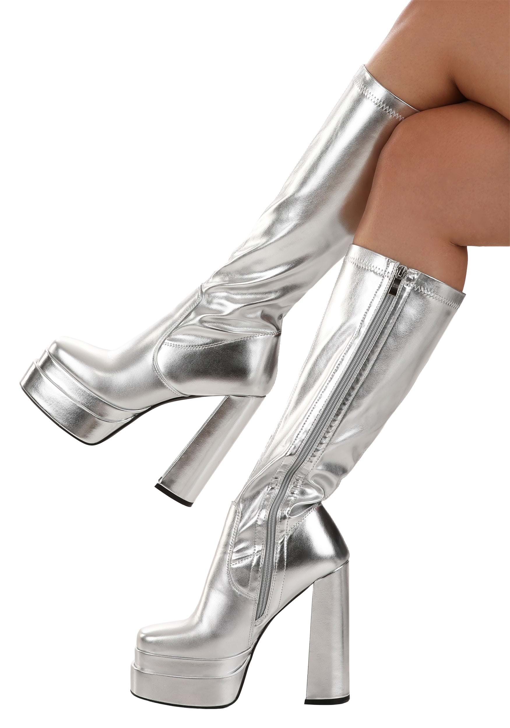 Deluxe Women's Silver Gogo Boots