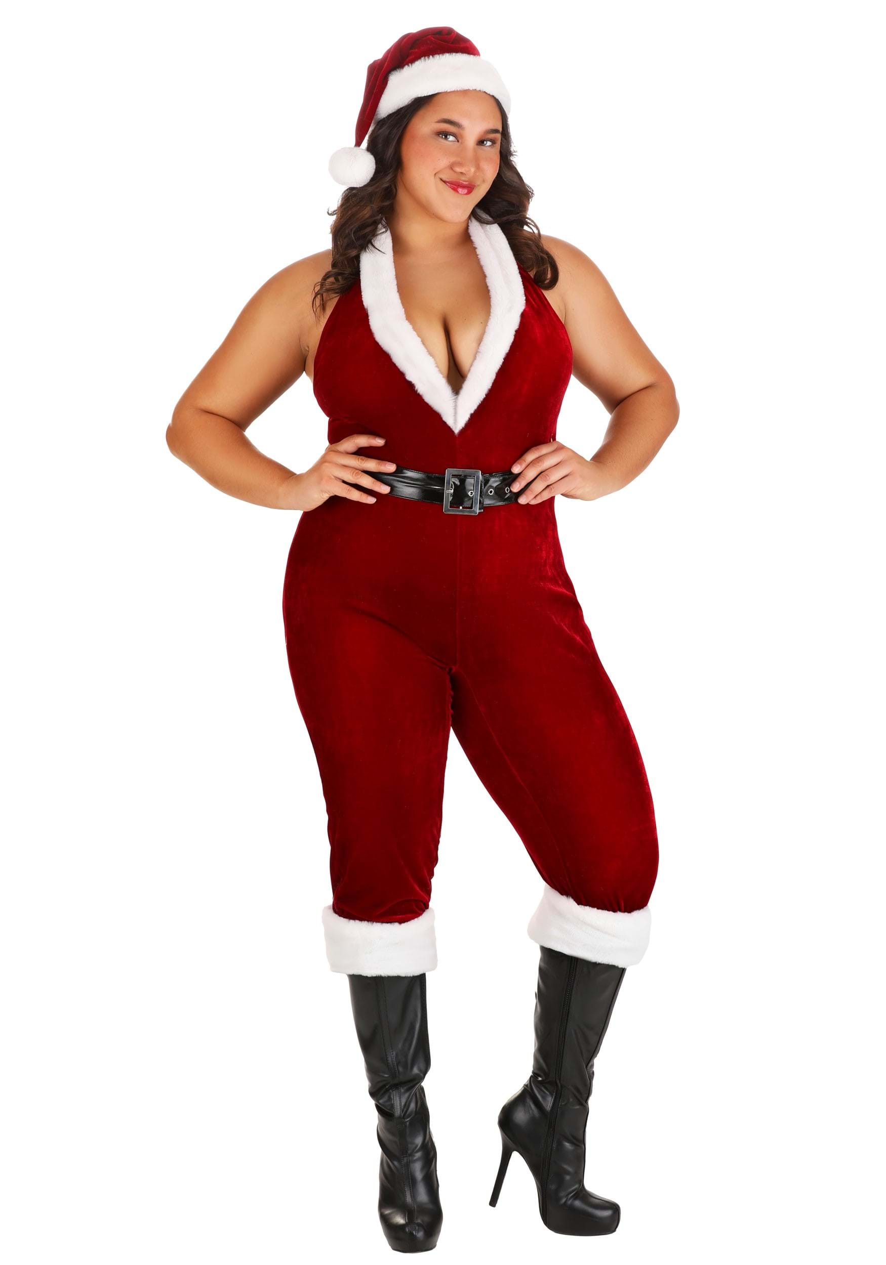 Women S Plus Size Sexy Santa Bodysuit Costume Sexy Christmas Costumes
