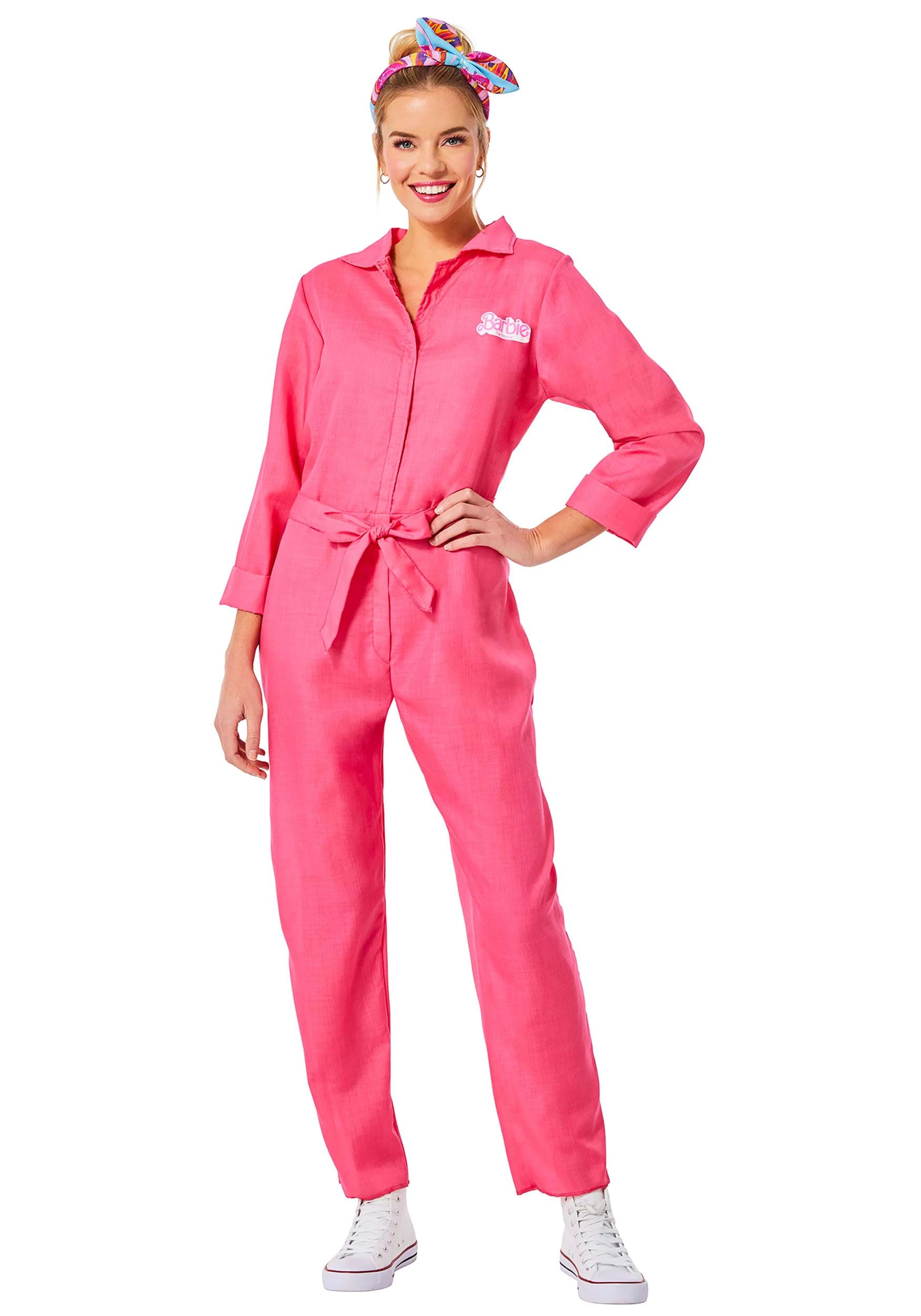 Barbie Movie Adult Pink Jumpsuit Fancy Dress Costume