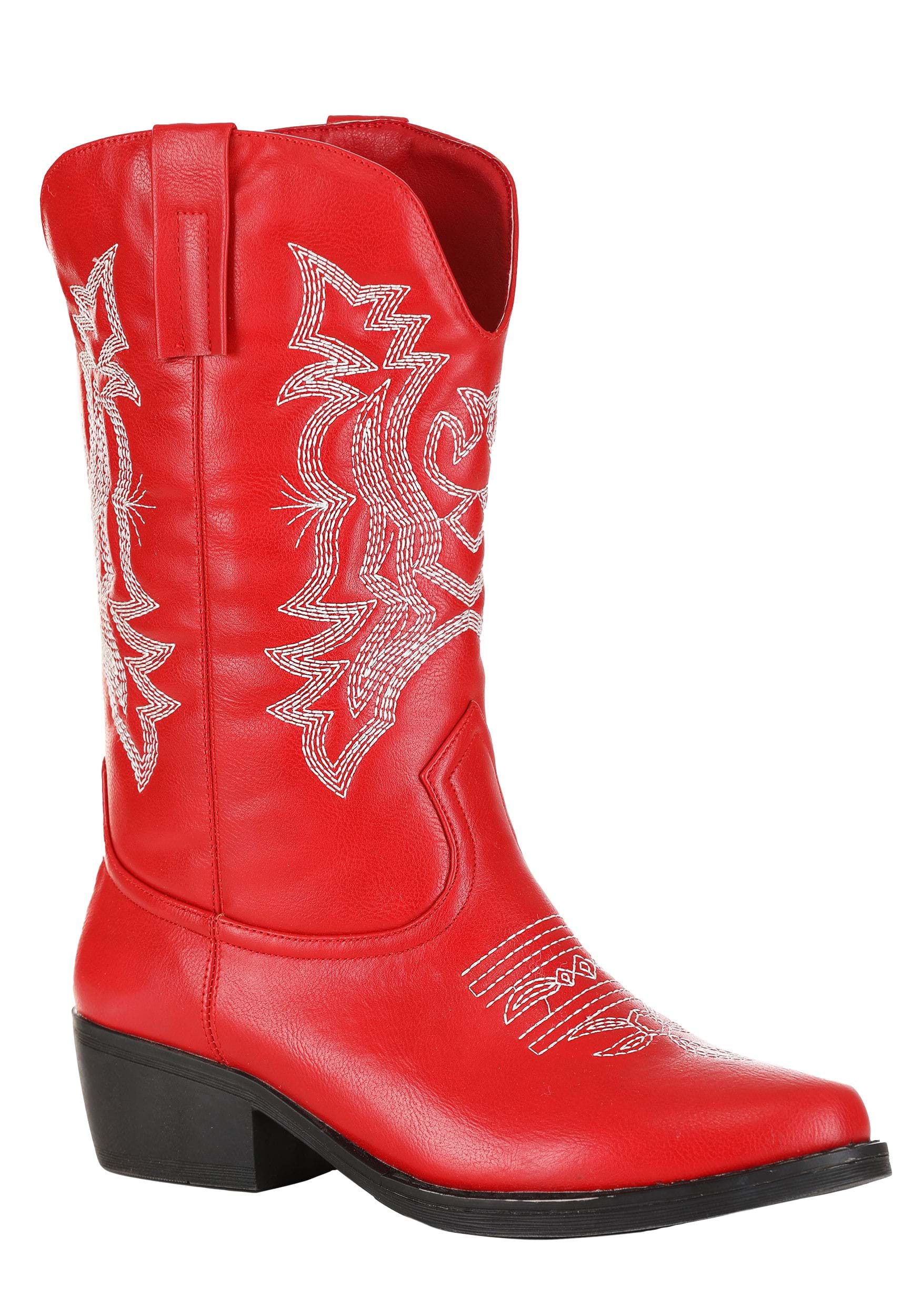 Classic Women's Red Cowgirl Boots , Fancy Dress Costume Boots