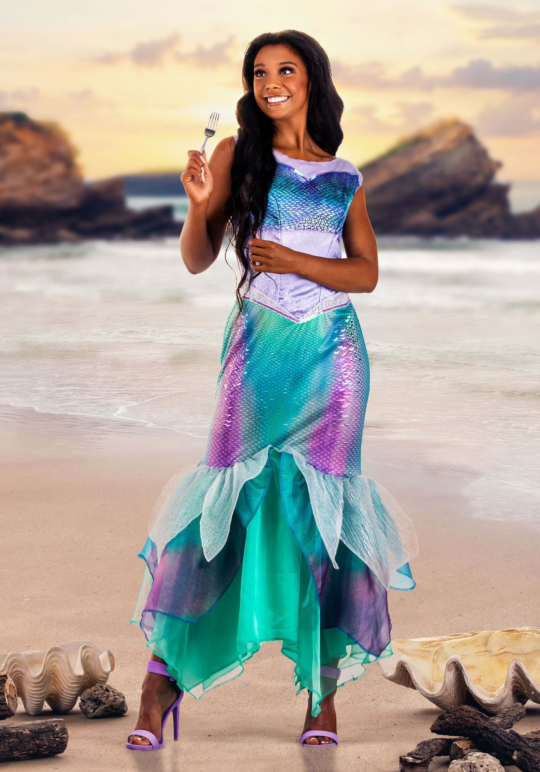 Adult Little Mermaid Live Action Deluxe Ariel Fancy Dress Costume