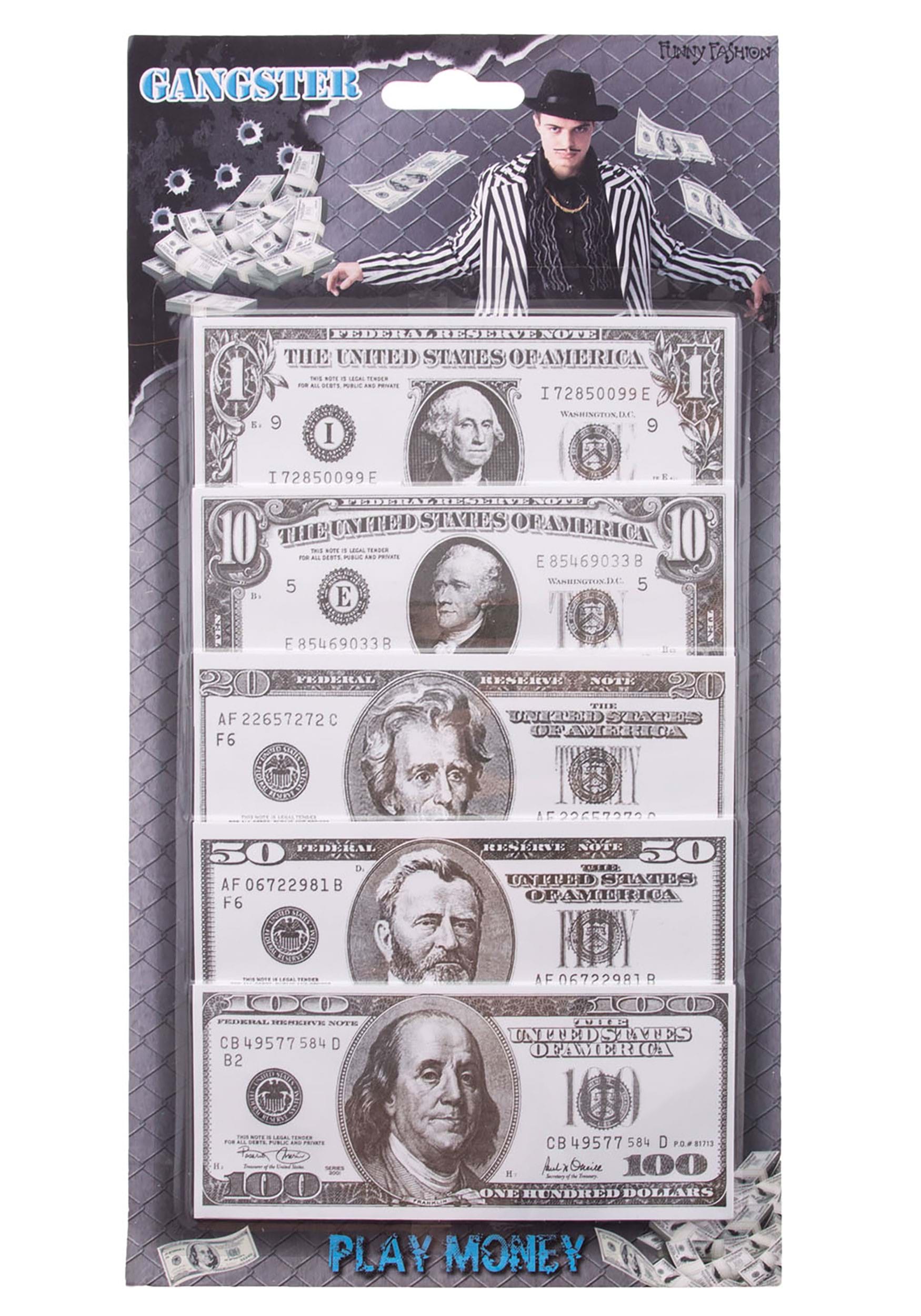 Photos - Fancy Dress Play Funny Fashions  US Money Toy Prop |  Costume Accessory Gray/White 