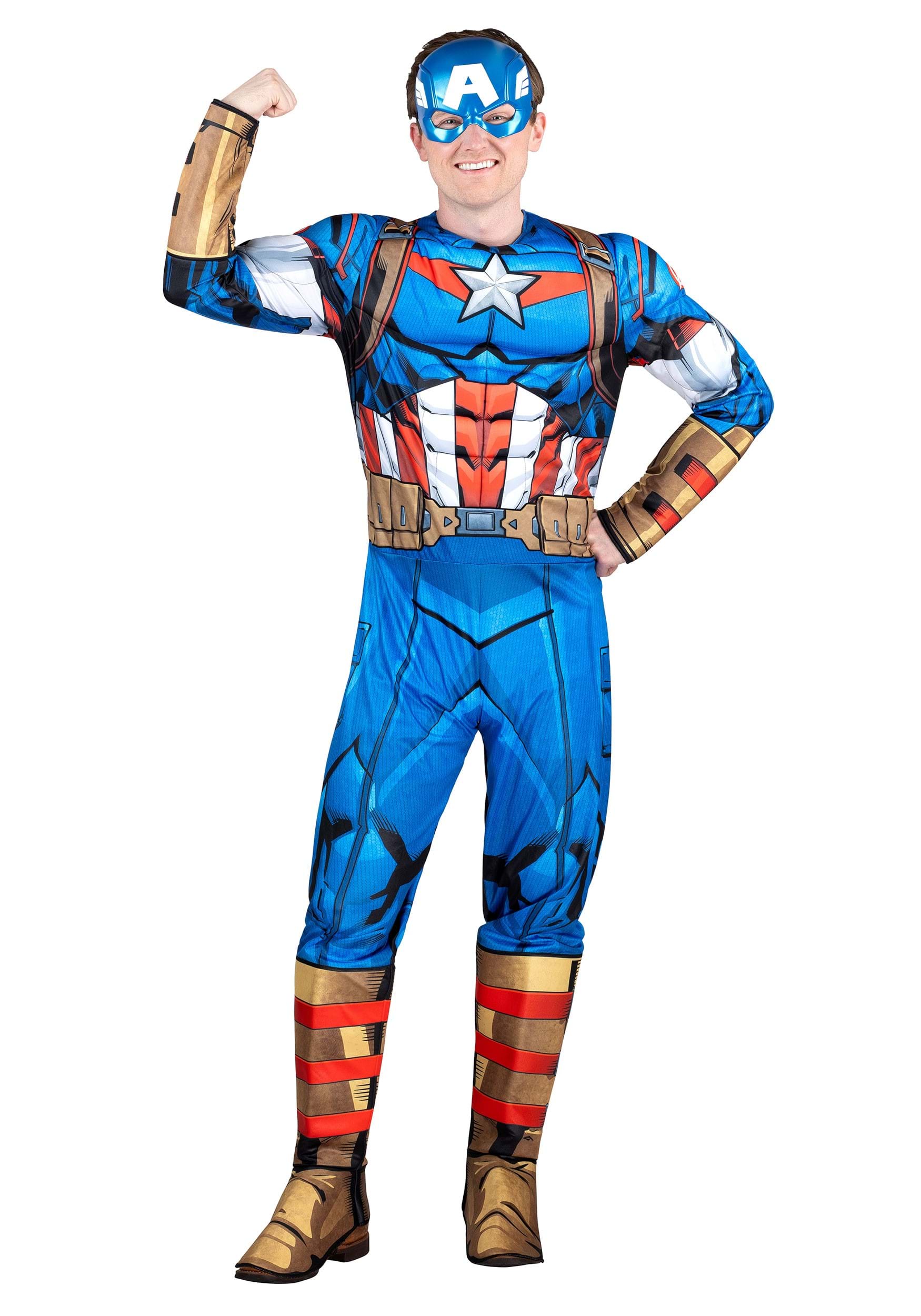Adult Captain America Muscle Fancy Dress Costume , Superhero Fancy Dress Costumes