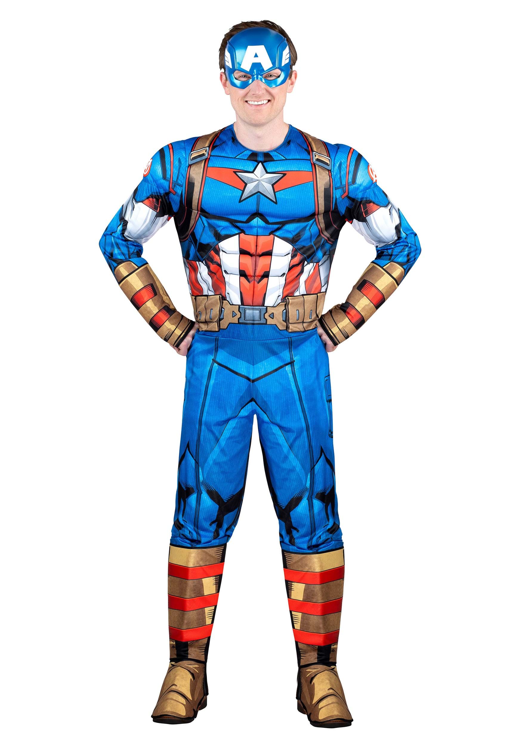 Photos - Fancy Dress Jazwares Adult Captain America Muscle  Costume | Superhero Fanc 