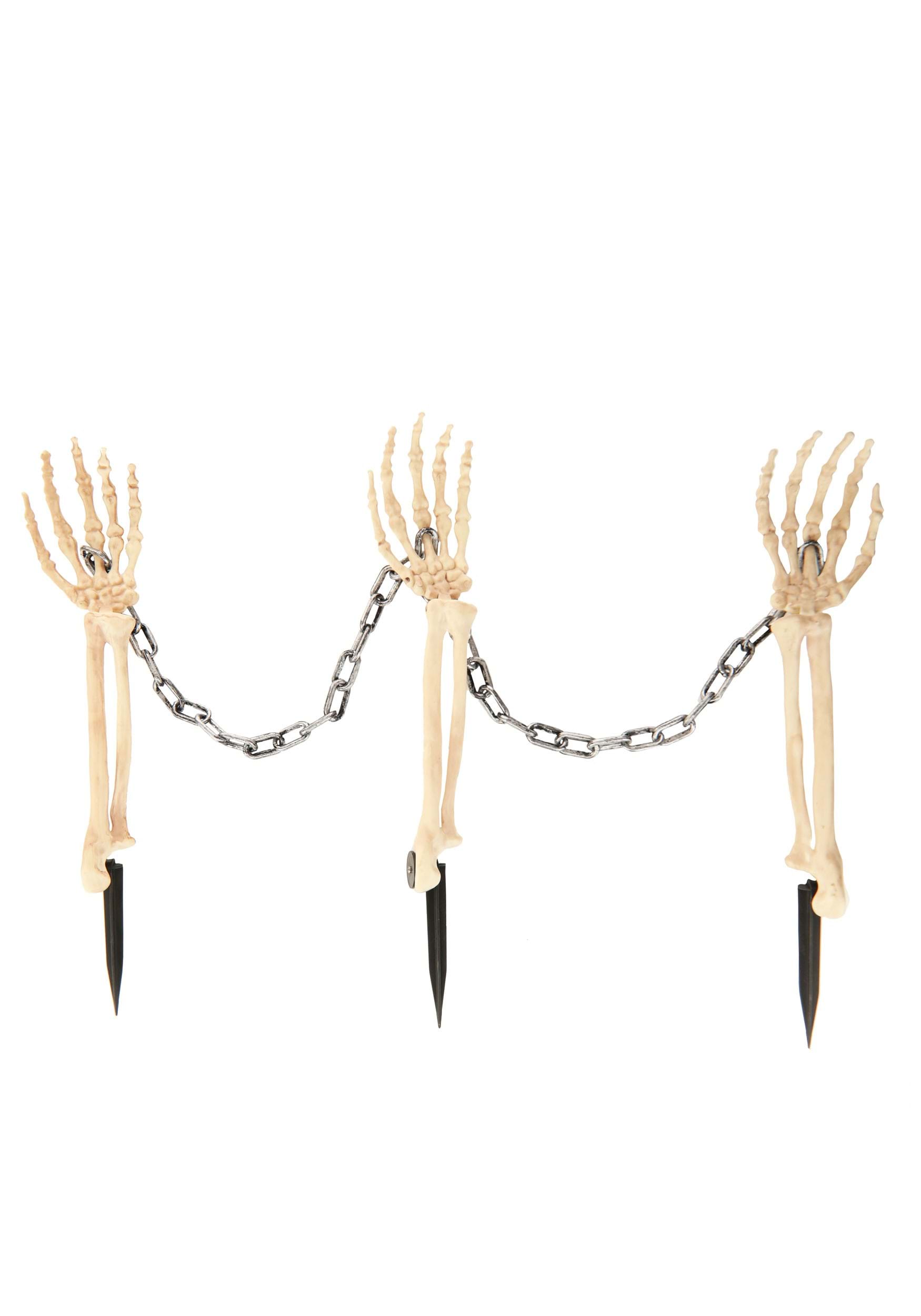 3 Skeleton Arms with 1 Chain Halloween Prop | Skeleton Decorations