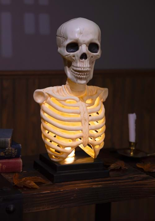 16-Inch Skeleton Bust with Light & Sound Prop | Skeleton Decorations