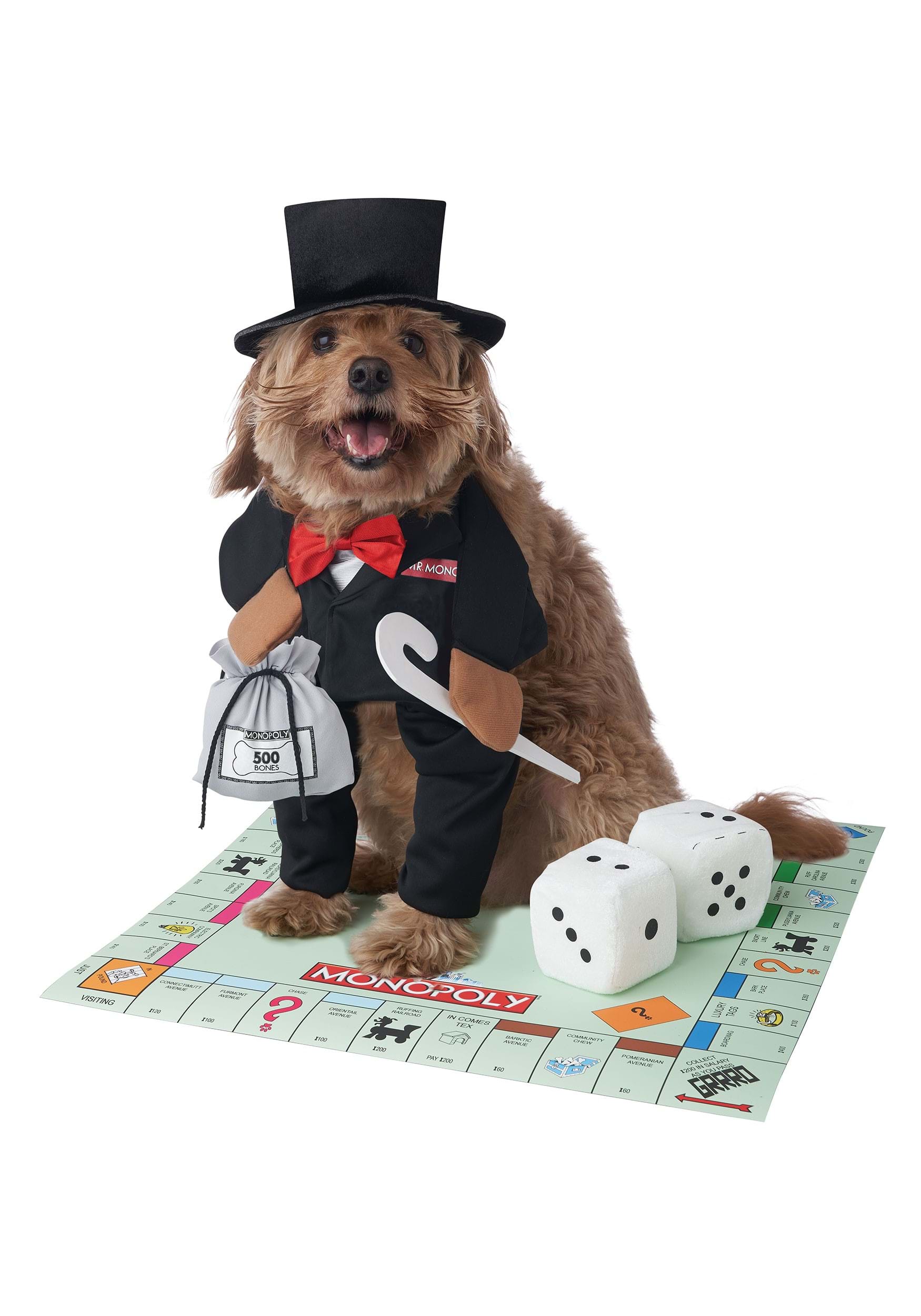 Mr. Monopoly Dog Fancy Dress Costume , Board Game Pet Fancy Dress Costumes
