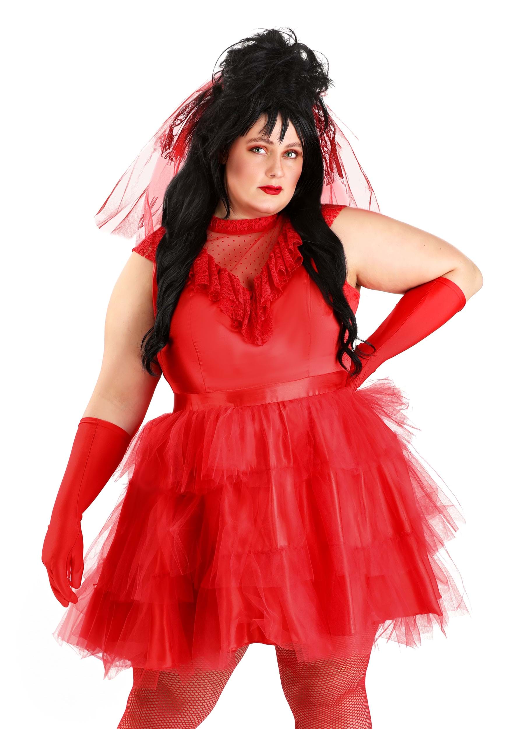 Plus Size Ghostly Red Wedding Dress Fancy Dress Costume | Plus Size Movie Fancy Dress Costumes