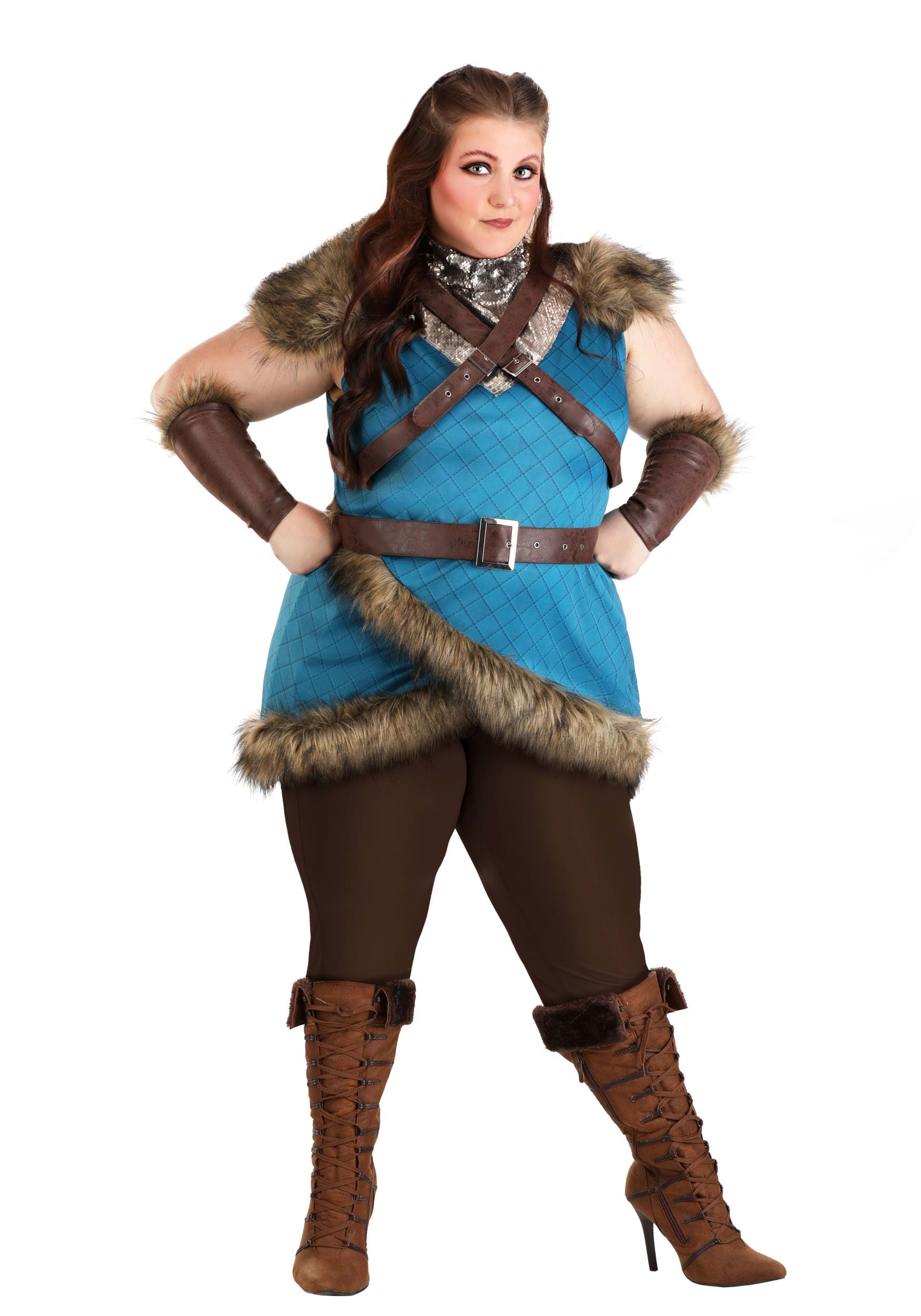 Women's Plus Size Deluxe Valhalla Viking Fancy Dress Costume | Viking Fancy Dress Costumes