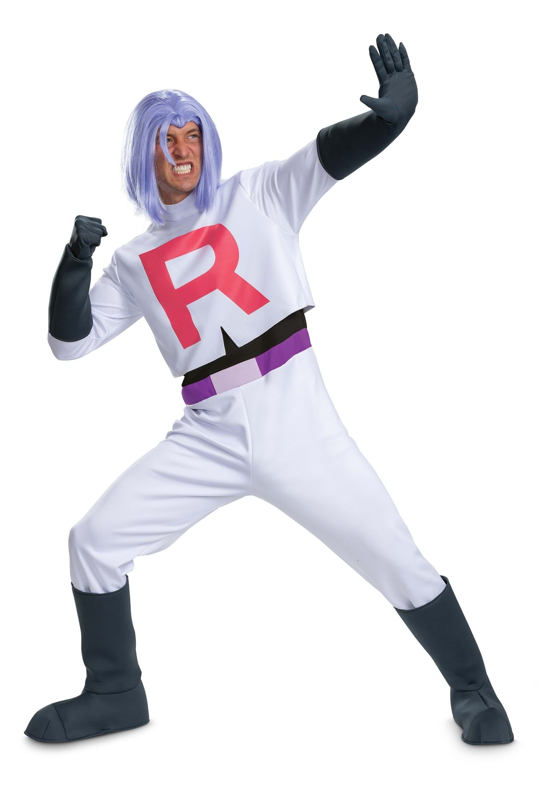 Adult Deluxe Team Rocket James Fancy Dress Costume , Pokemon Fancy Dress Costumes