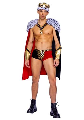 Mens Sexy Faux Fur Royal King of Hearts Costume