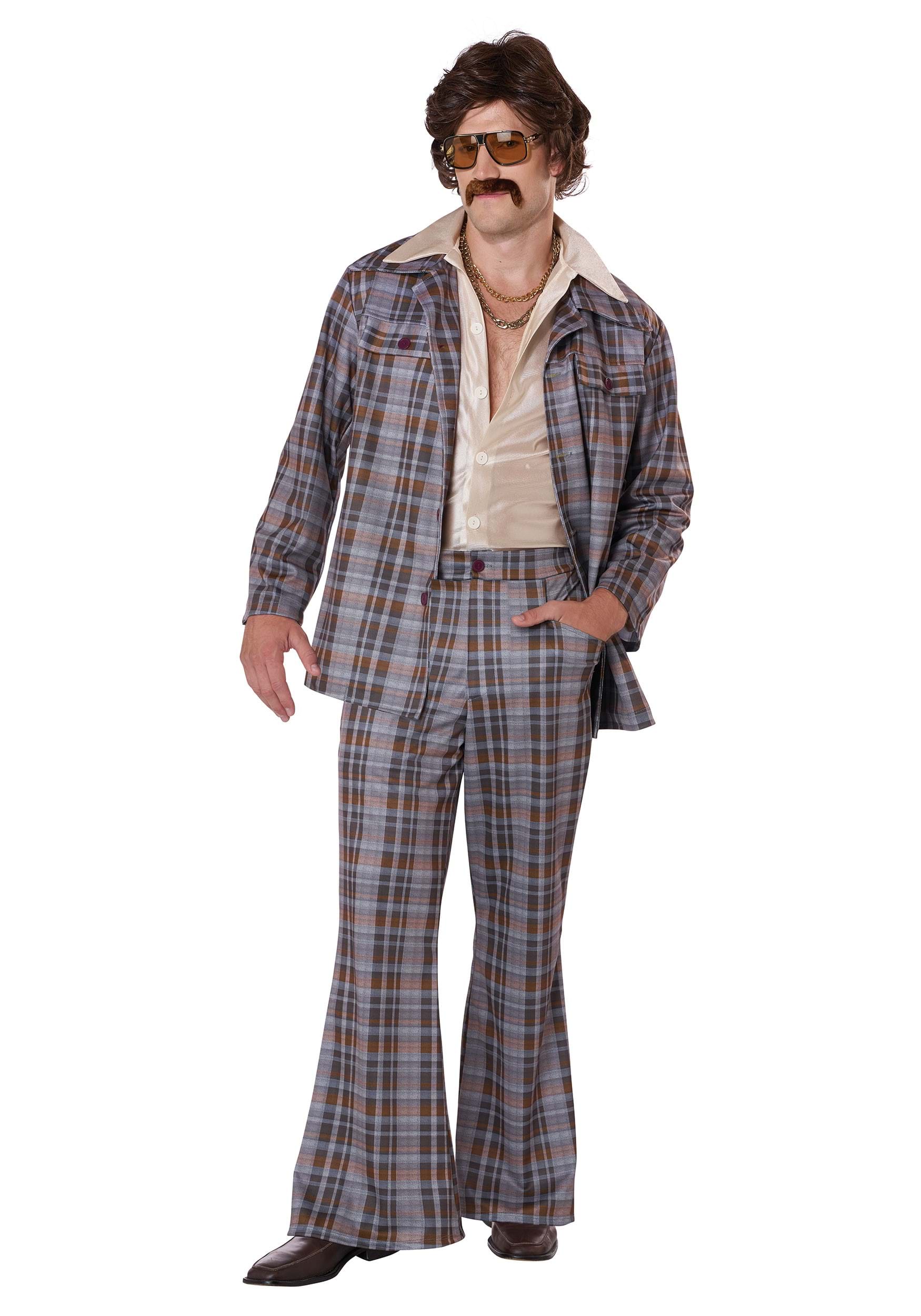 Men’s Vintage Style Suits, Classic Suits 3 Piece 70s Plaid Leisure Suit Mens Fancy Dress Costume 70s Fancy Dress Costumes £63.99 AT vintagedancer.com