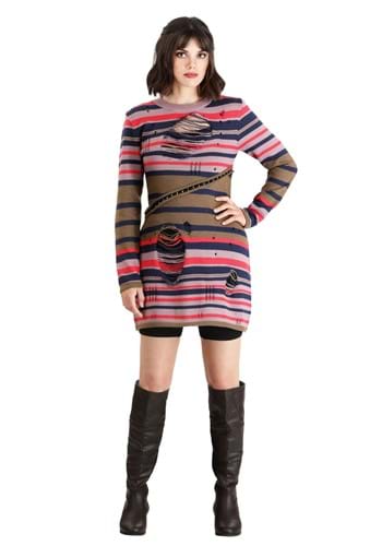 Womens Astrid Striped Distressed Sweater Dress