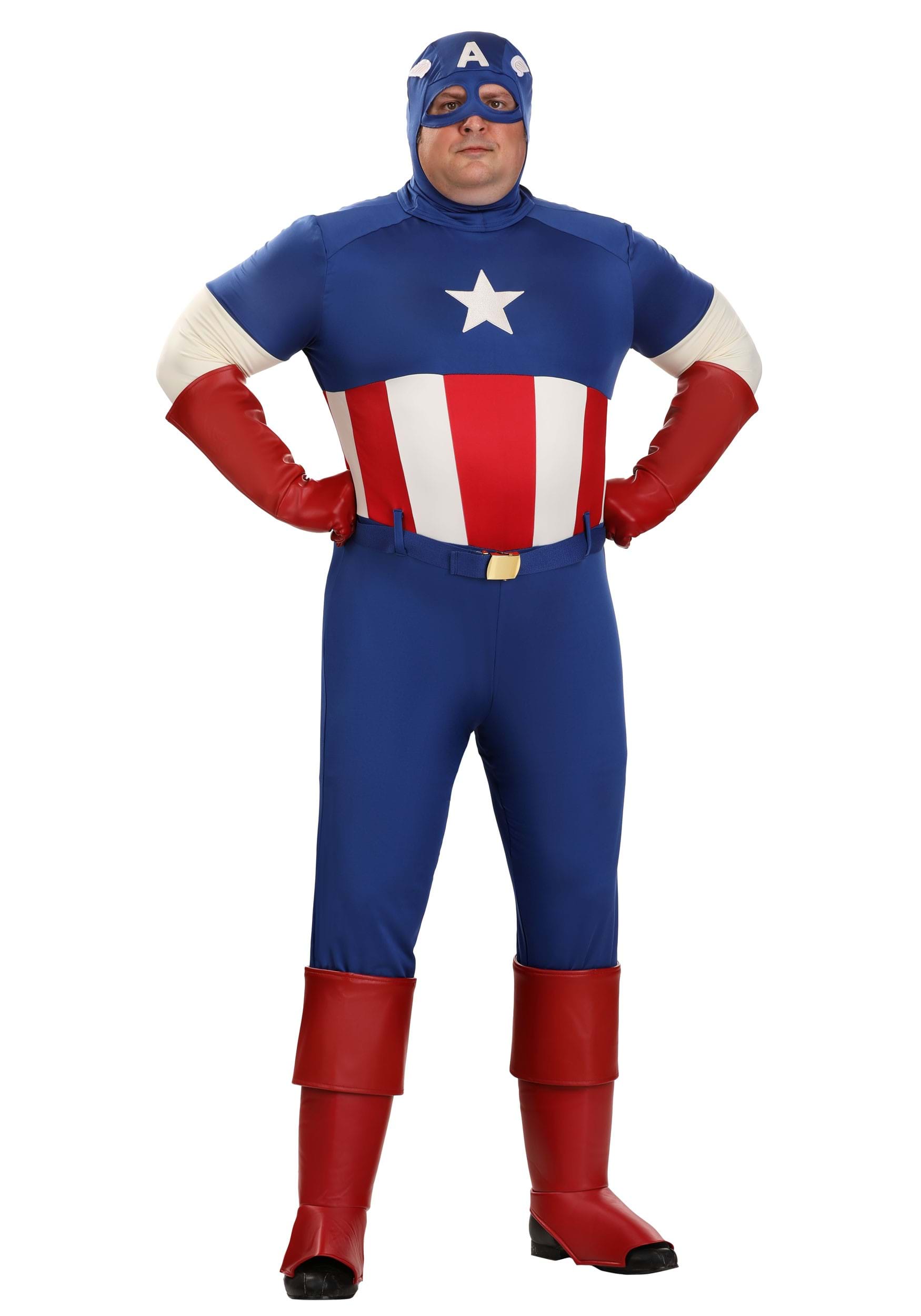 Plus Size Premium Men's Captain America Fancy Dress Costume | Marvel Fancy Dress Costumes