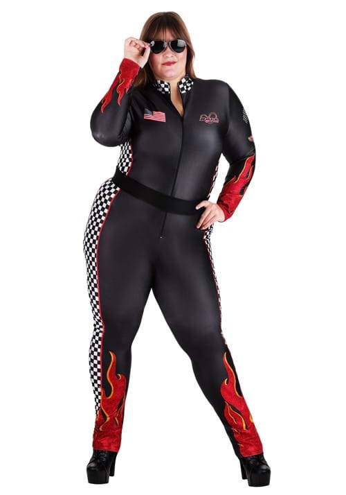 Plus Size Womens Fiery Race Car Driver Costume