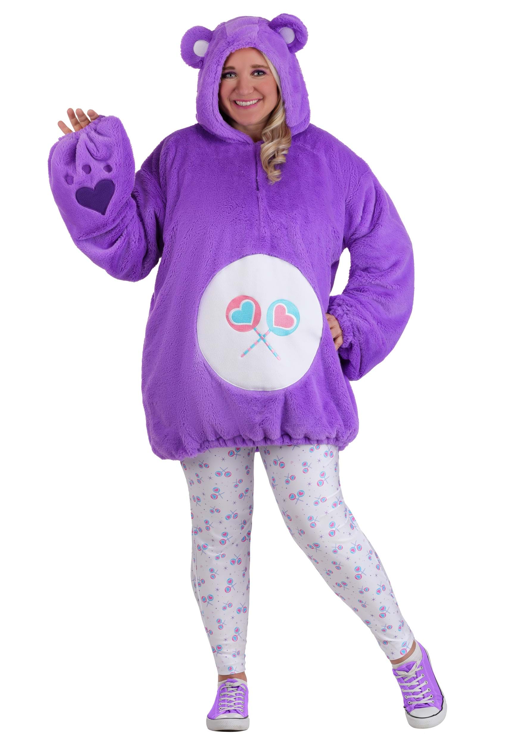 Women's Plus Size Care Bears Deluxe Share Bear Hoodie Fancy Dress Costume | Care Bears Fancy Dress Costumes
