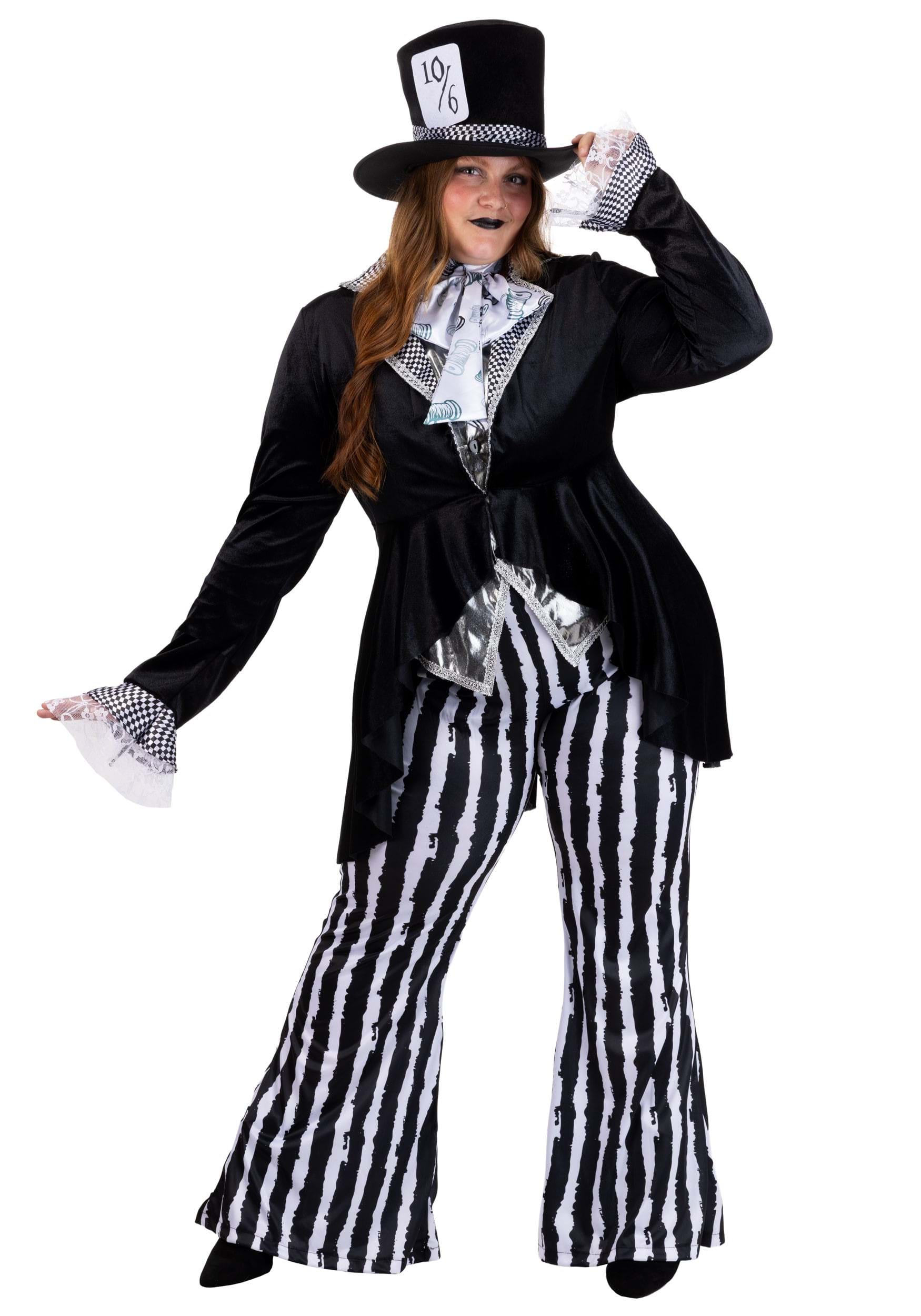Plus Size Deluxe Dark Mad Hatter Women's Fancy Dress Costume | Storybook Fancy Dress Costumes