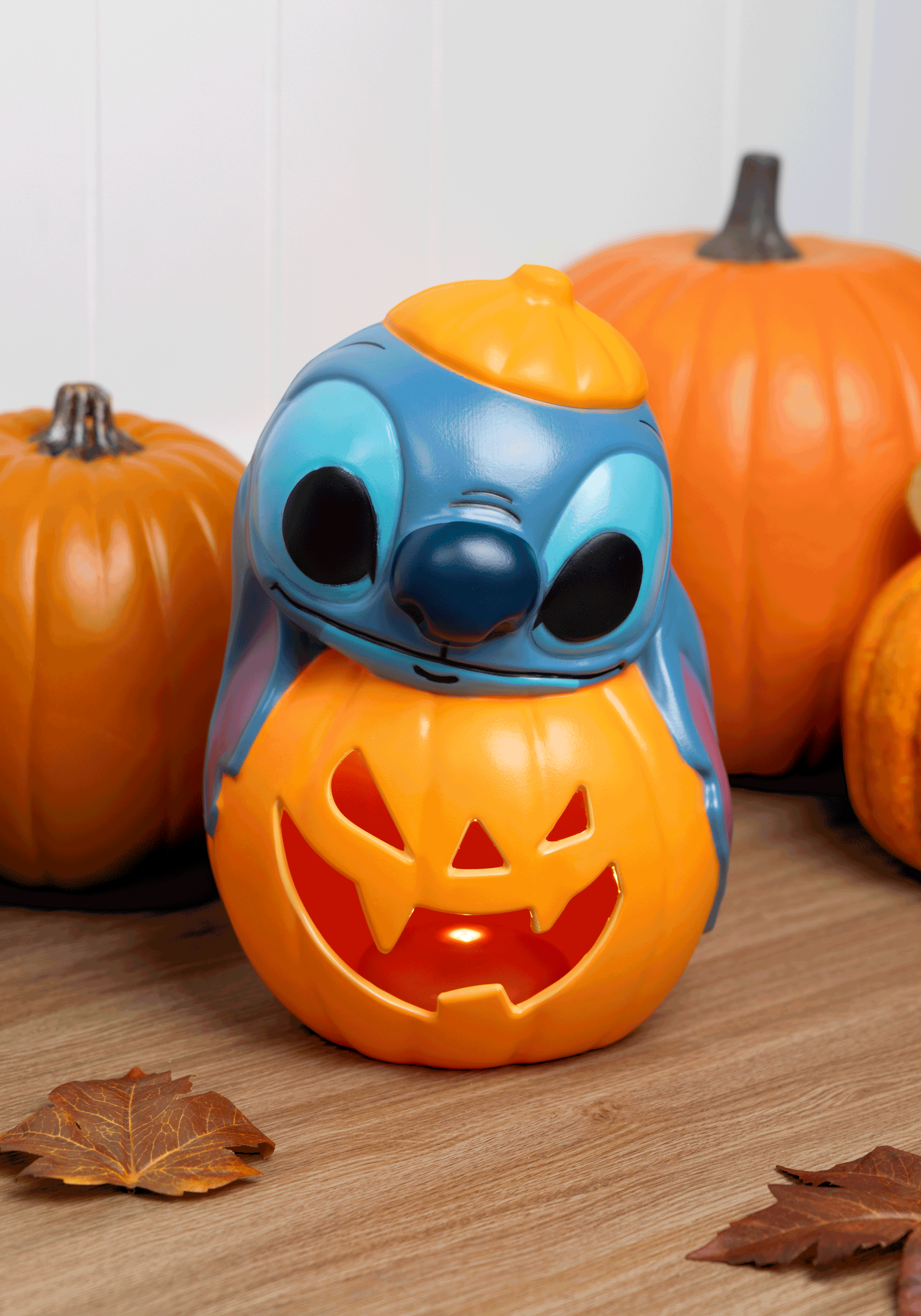 12-Inch Light Up Disney Stitch Pumpkin Stack Decoration | Disney Decorations