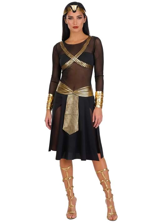 Womens Sheer Black Gold Cleopatra Costume