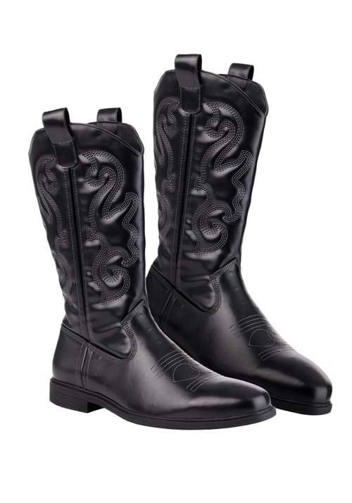 Mens Black Cowboy Costume Boots