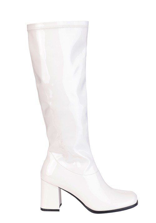 Womens Patent White Gogo Costume Boots