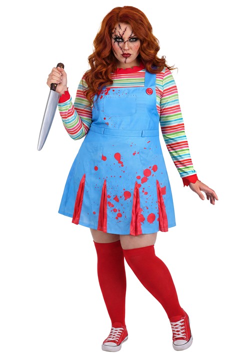 Plus Size Womens Come Play Killer Doll Costume