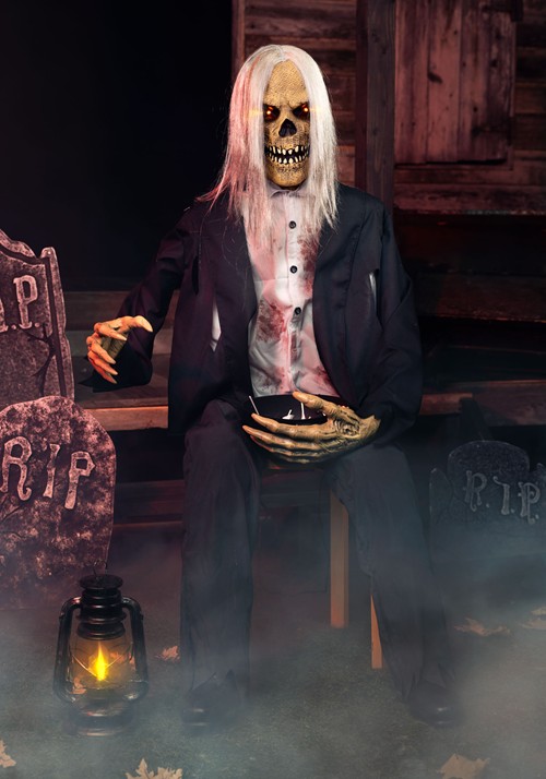 Grabby Gutfried Seated Zombie Animatronic Decoration