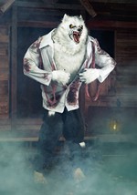 7FT Howling White Werewolf Animatronic Halloween Decor Alt 1