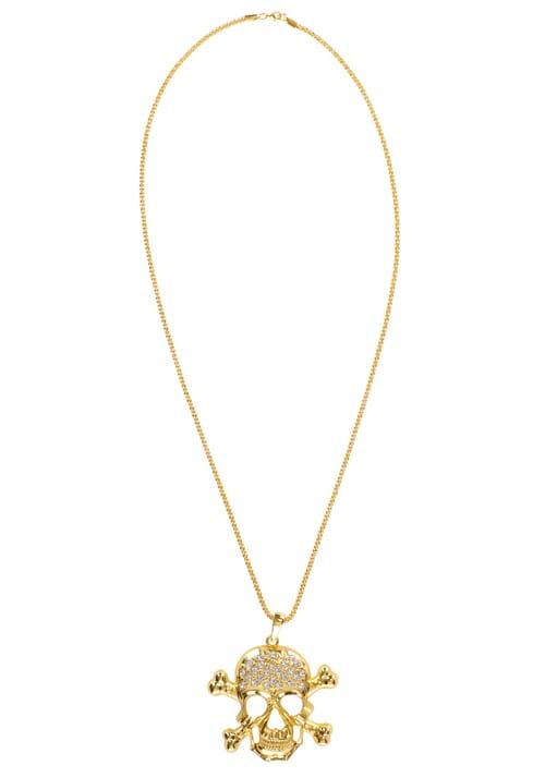 Gold Skull and Crossbones Pirate Costume Necklace