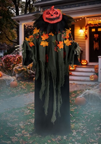 Creepy Jeeves the Pumpkin Greeter Animatronic Decoration